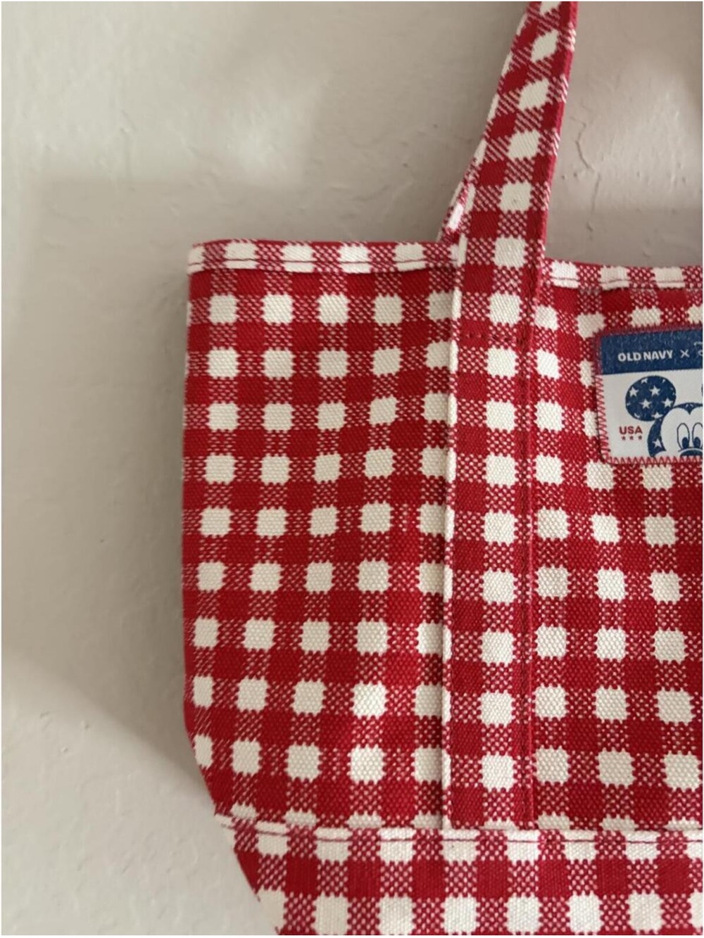 Old Navy x Disney Americana Red Canvas Tote Bag with Disney Patch - Picture 4 of 8